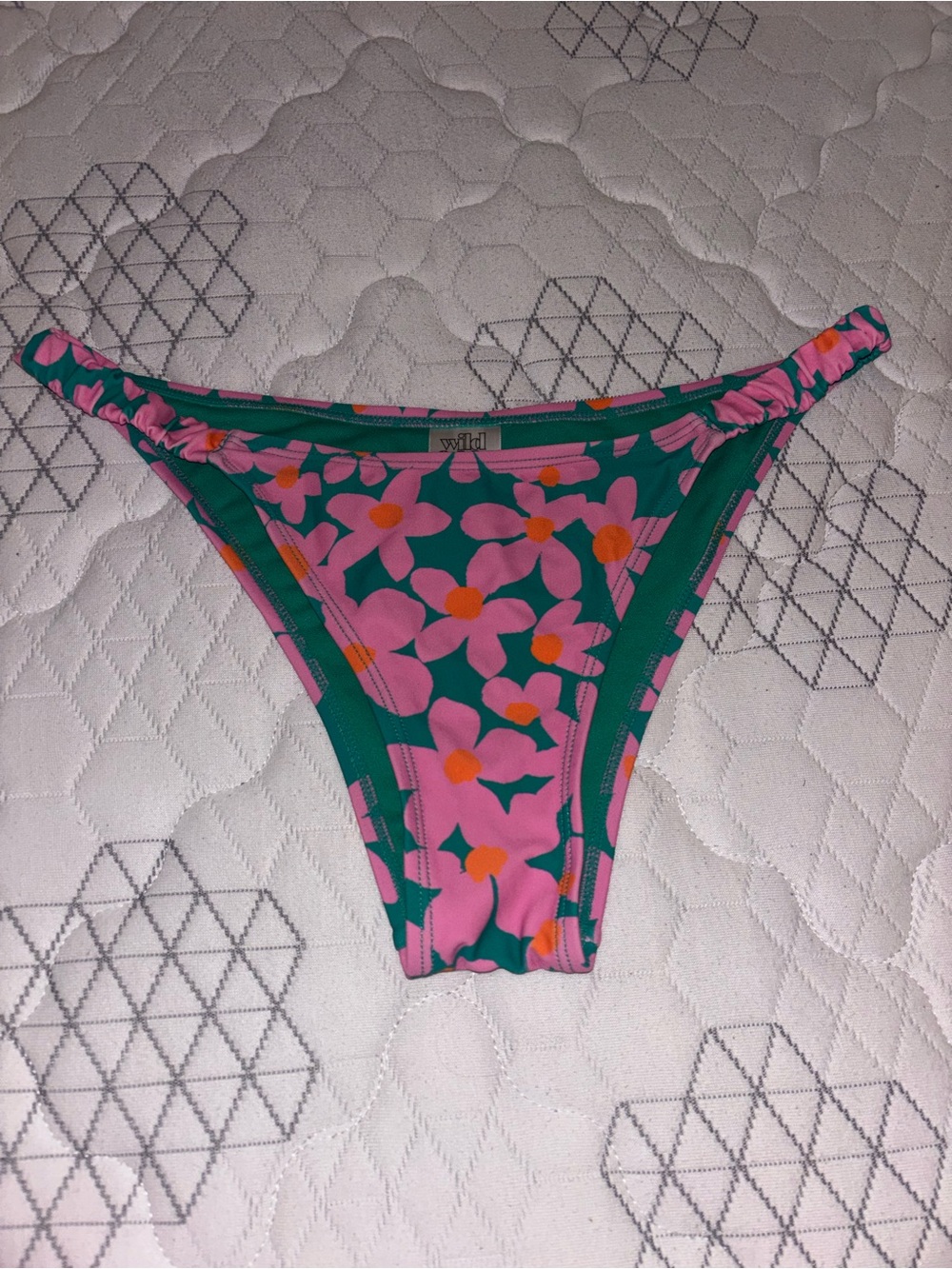 wild fable Teal Green Bikini Bottom with Pink and Orange Floral Print